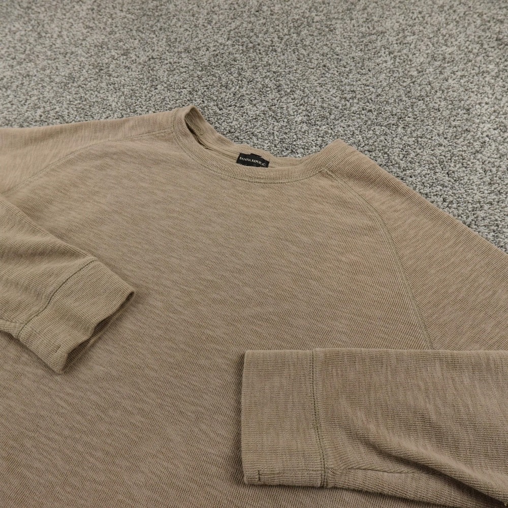 Banana Republic Sweater Mens 2XL‎ Beige Brown Tan Thermal Knit Crewneck Pullover